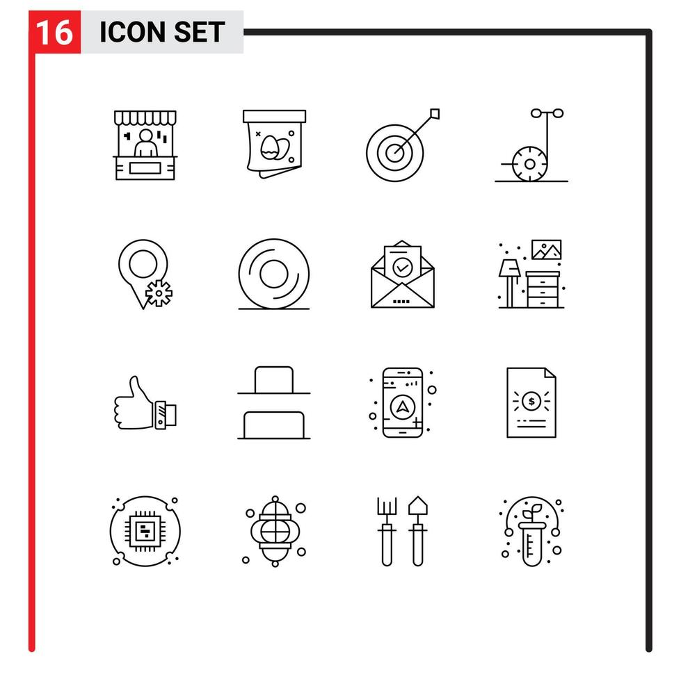 16 Creative Icons Modern Signs and Symbols of location scooter easter motor sport Editable Vector Design Elements