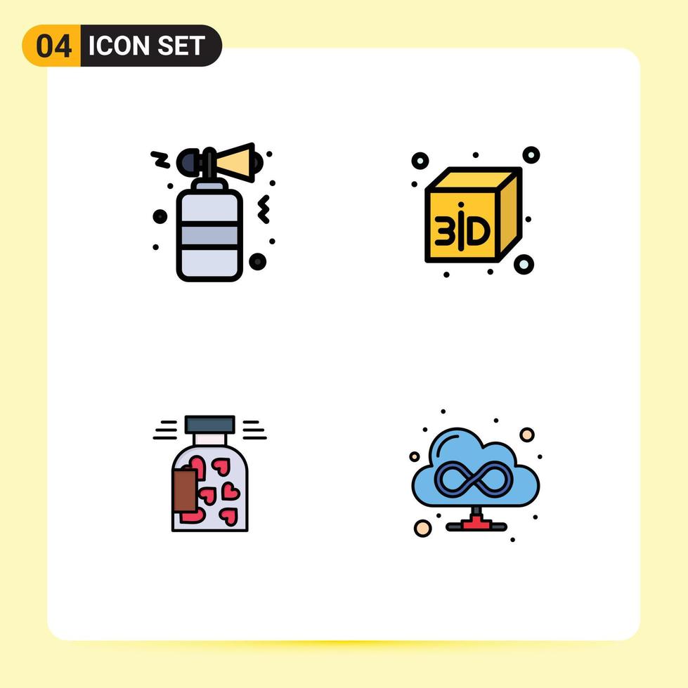 Set of 4 Modern UI Icons Symbols Signs for horn heart party jar browser Editable Vector Design Elements