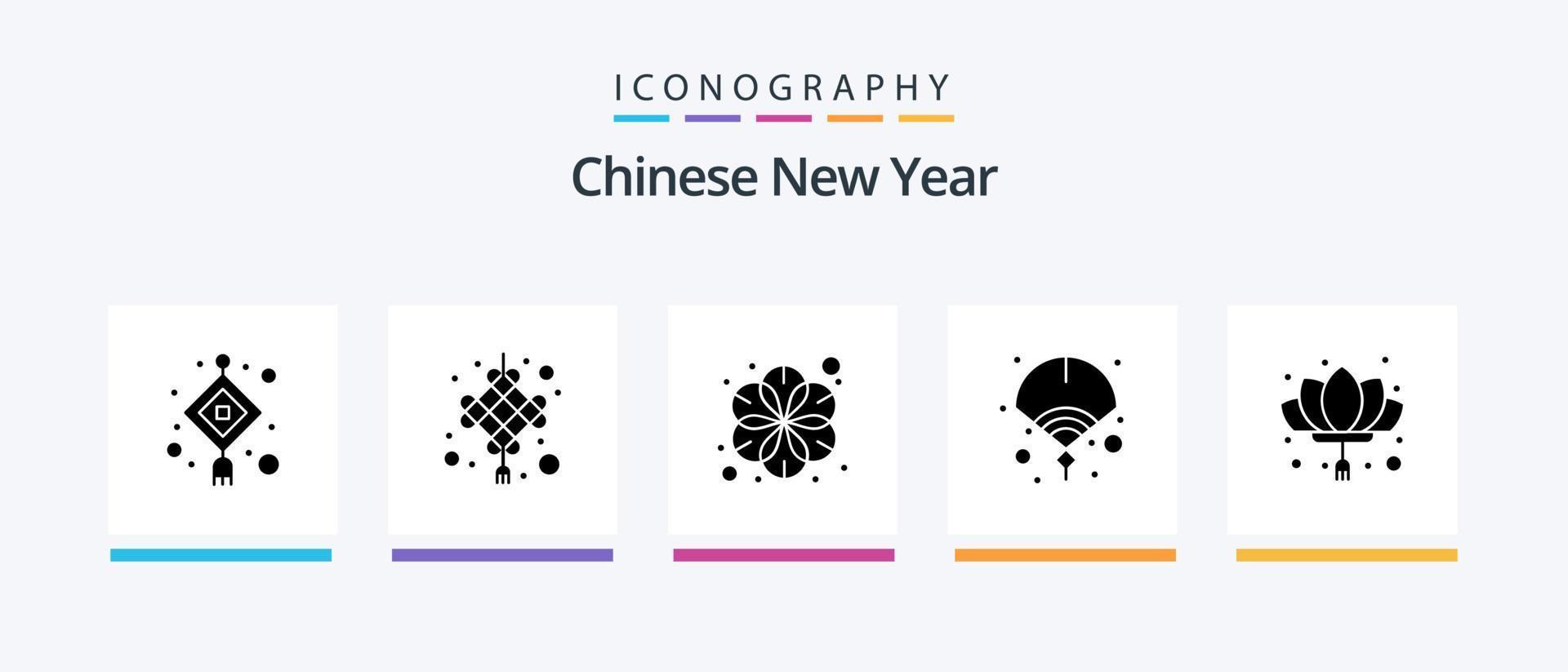 Chinese New Year Glyph 5 Icon Pack Including chinese. year. chinese. new. chinese. Creative Icons Design vector