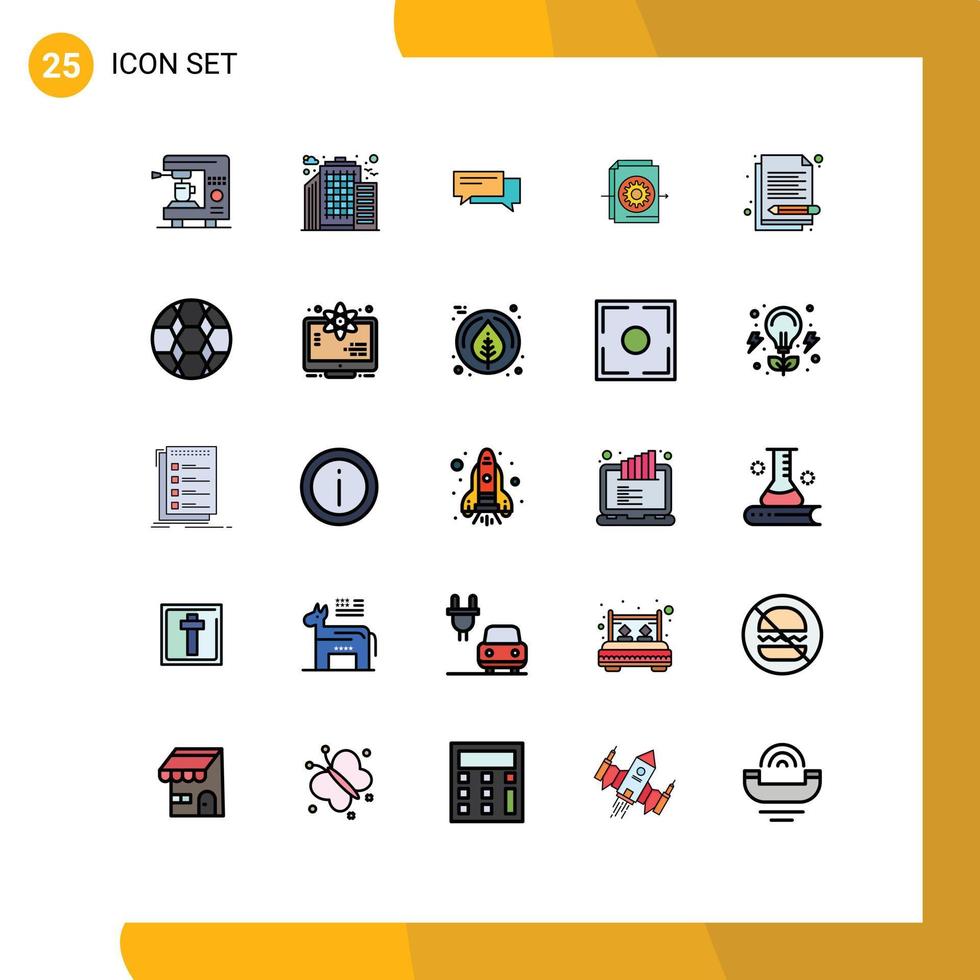 Group of 25 Modern Filled line Flat Colors Set for settings file bubble document social Editable Vector Design Elements