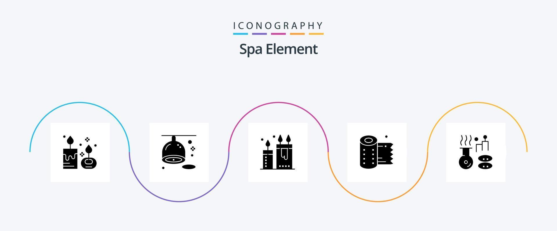 Spa Element Glyph 5 Icon Pack Including tissue. paper. lemon. cleaning. relax vector