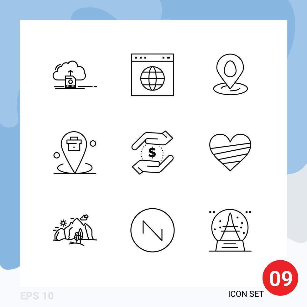 Universal Icon Symbols Group of 9 Modern Outlines of placeholder location website corporate easter Editable Vector Design Elements