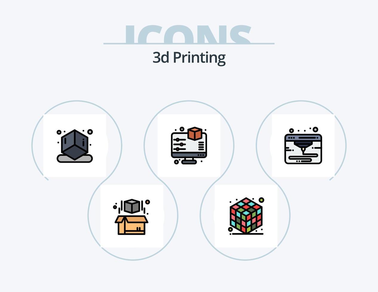 3d Printing Line Filled Icon Pack 5 Icon Design. . direct. clipboardd. 3d printing. direct vector