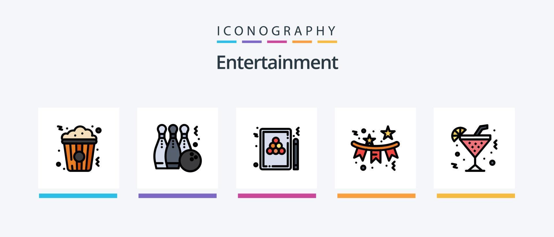 Entertainment Line Filled 5 Icon Pack Including celebration. birthday. music. cinema. video. Creative Icons Design vector