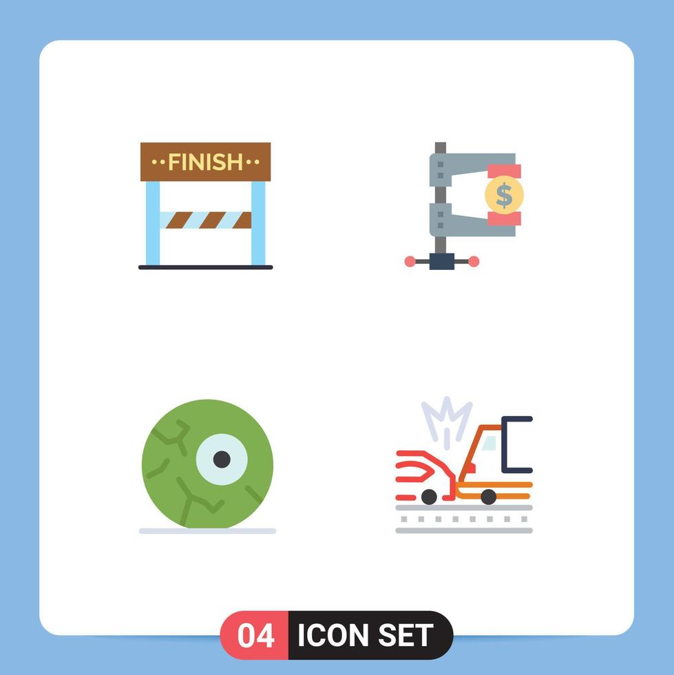 Universal Icon Symbols Group of 4 Modern Flat Icons of finish halloween game income night Editable Vector Design Elements