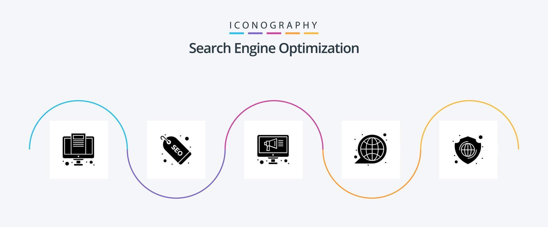 seo glifo 5 5 icono paquete incluso . blindaje. marketing. proteccion. anuncio vector