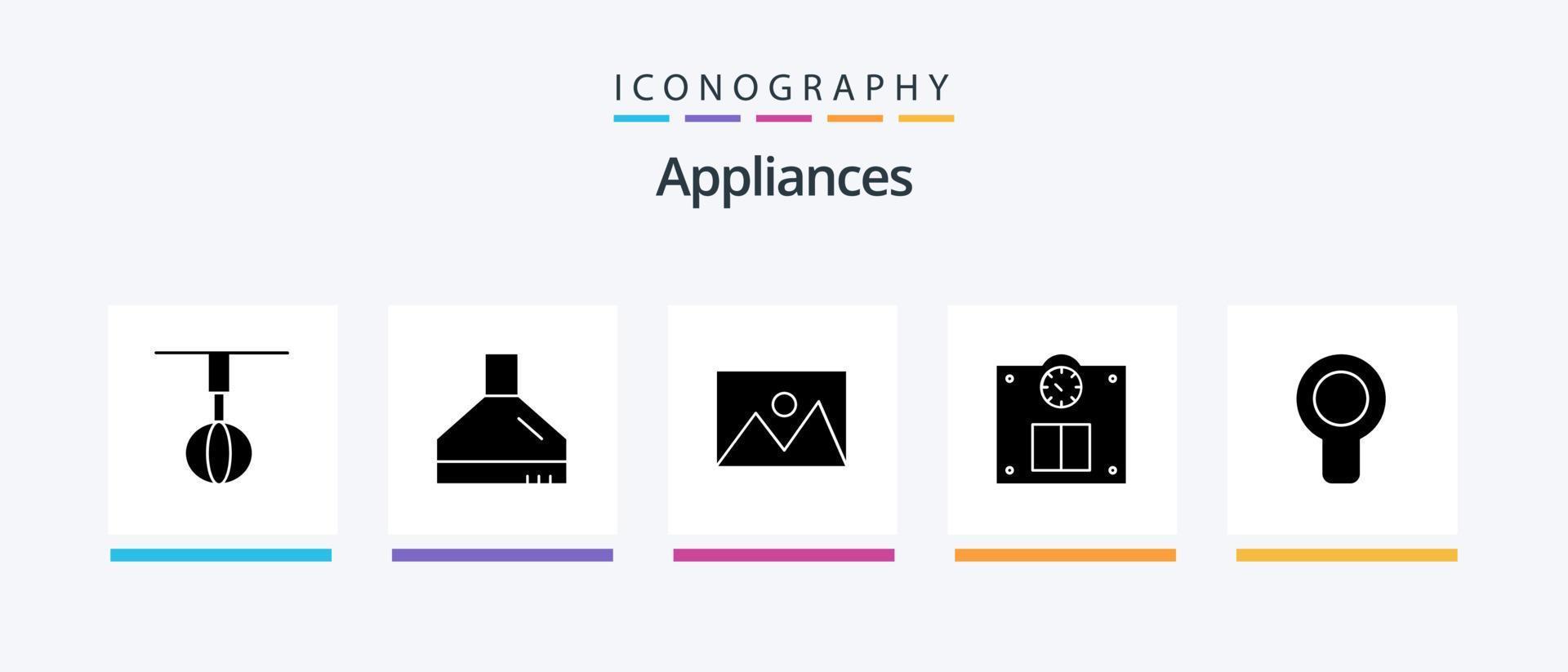 Appliances Glyph 5 Icon Pack Including cool. weight. appliances. scales. photo. Creative Icons Design vector