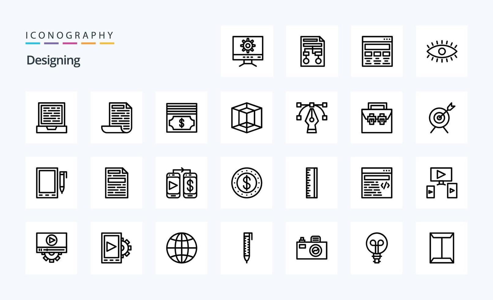 25 Designing Line icon pack vector