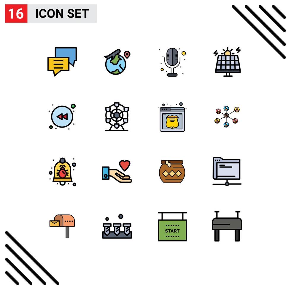 Universal Icon Symbols Group of 16 Modern Flat Color Filled Lines of left solar job green energy Editable Creative Vector Design Elements