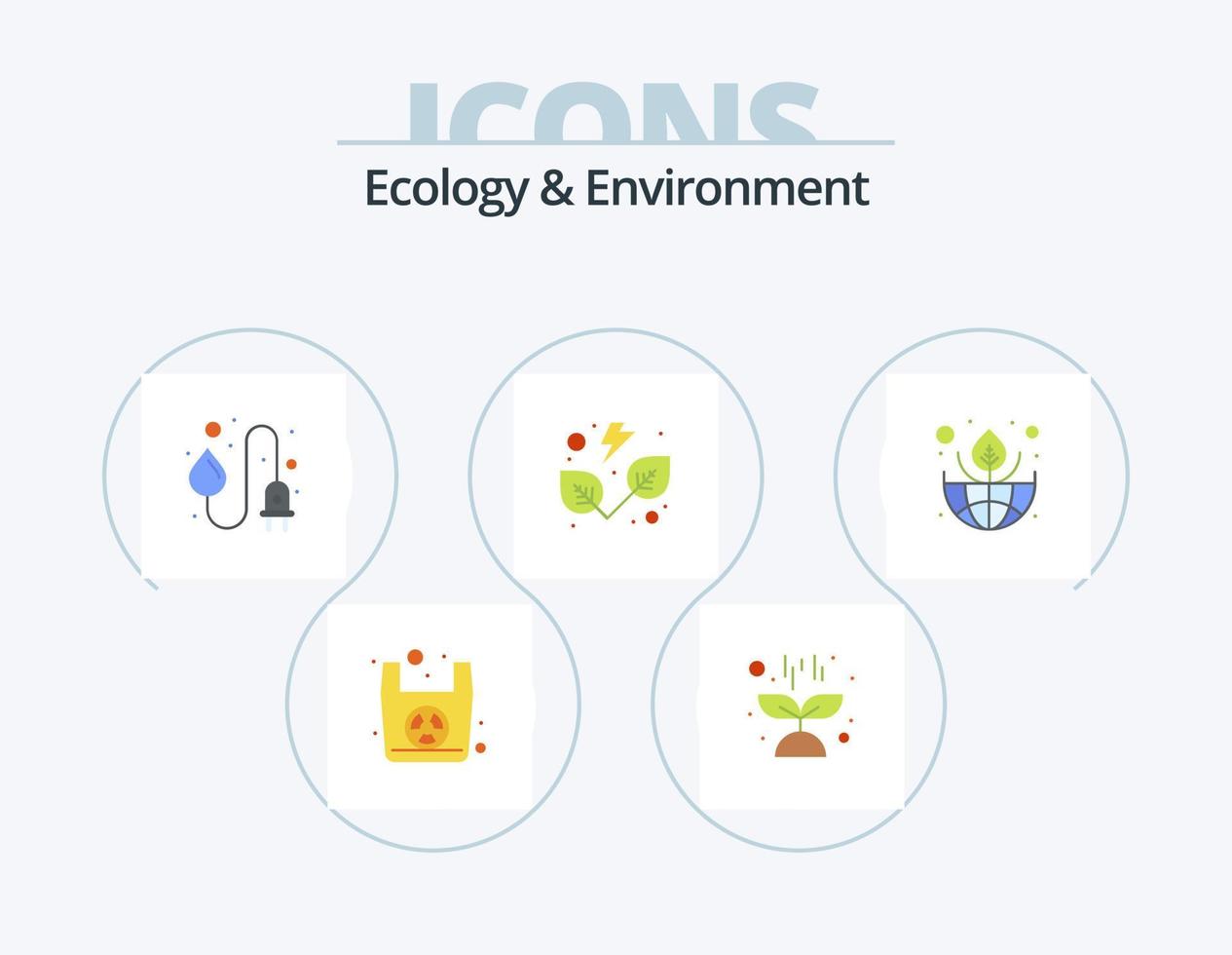 Ecology And Environment Flat Icon Pack 5 Icon Design. green. nature. industry. natural. leaf vector