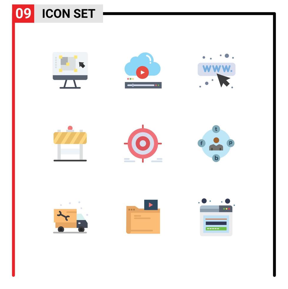 Set of 9 Modern UI Icons Symbols Signs for target traffic cloud board webpage Editable Vector Design Elements