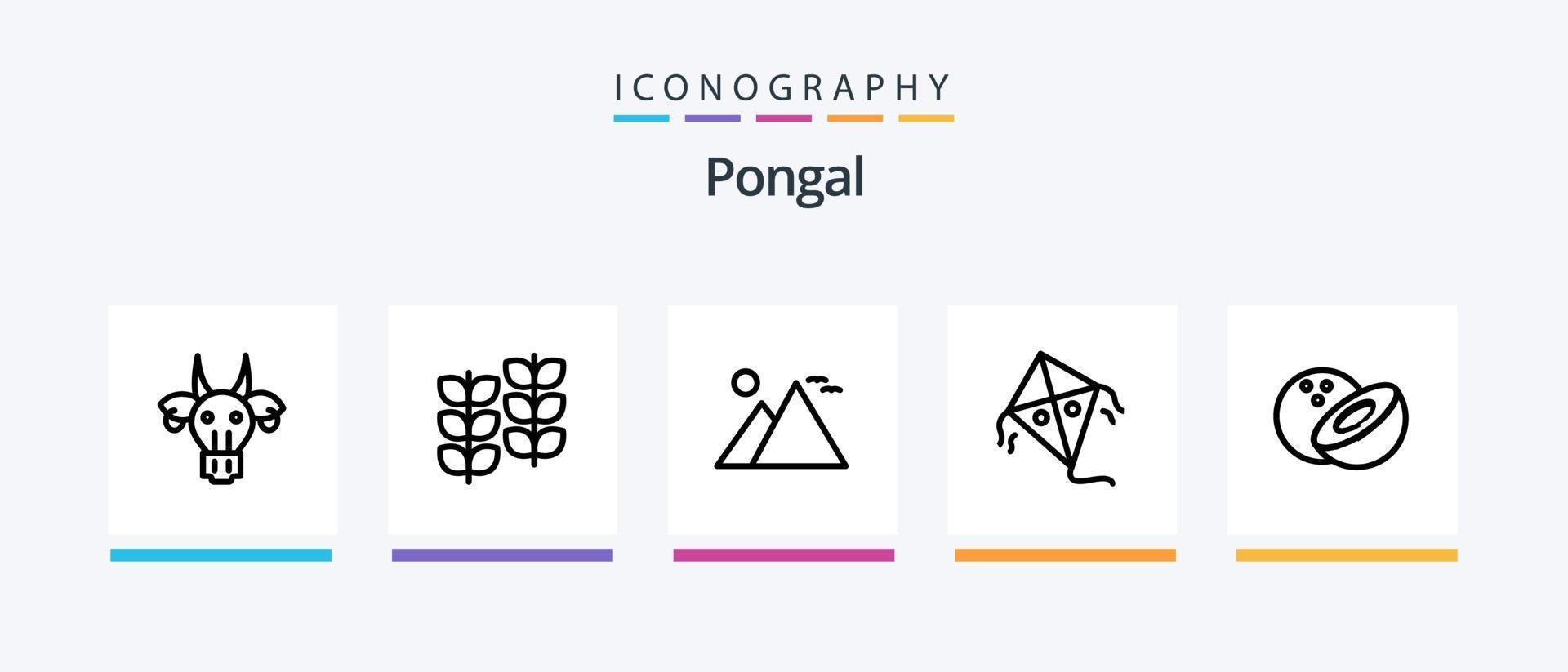 Pongal Line 5 Icon Pack Including . patato. culture. tree. palm tree. Creative Icons Design vector