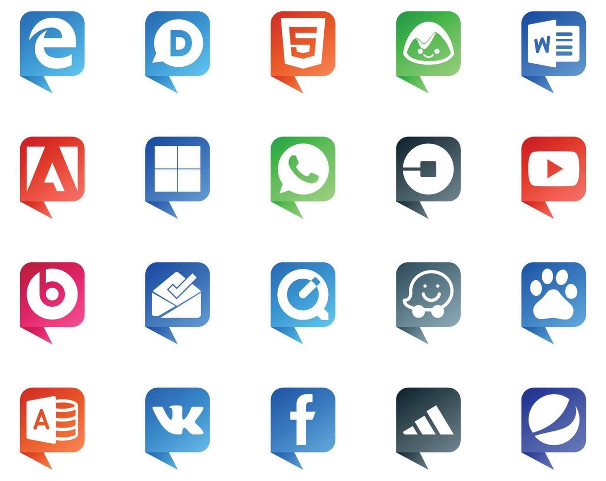 20 Social Media Speech Bubble Style Logo like baidu quicktime uber inbox video vector