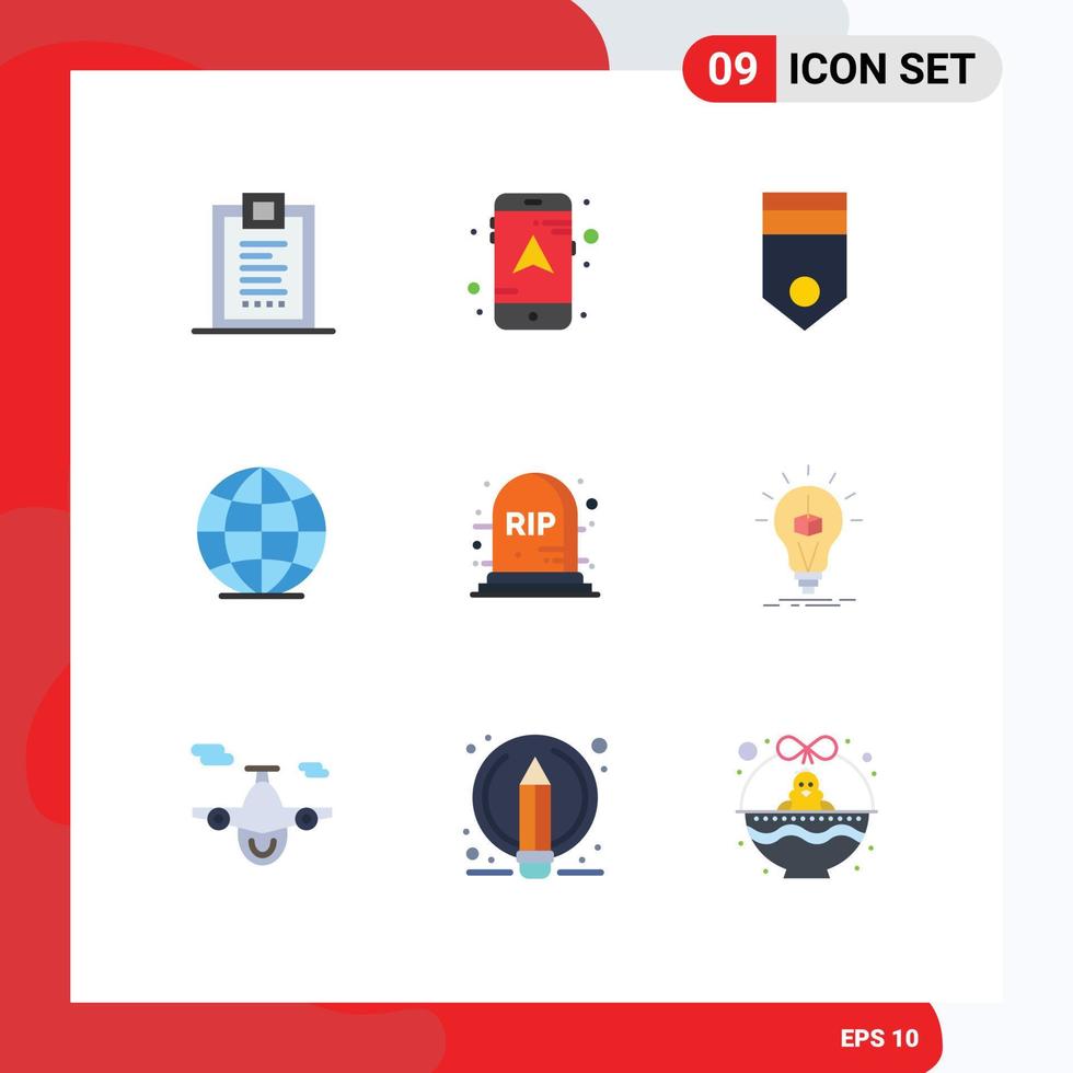 Universal Icon Symbols Group of 9 Modern Flat Colors of rip world army globe soldier Editable Vector Design Elements