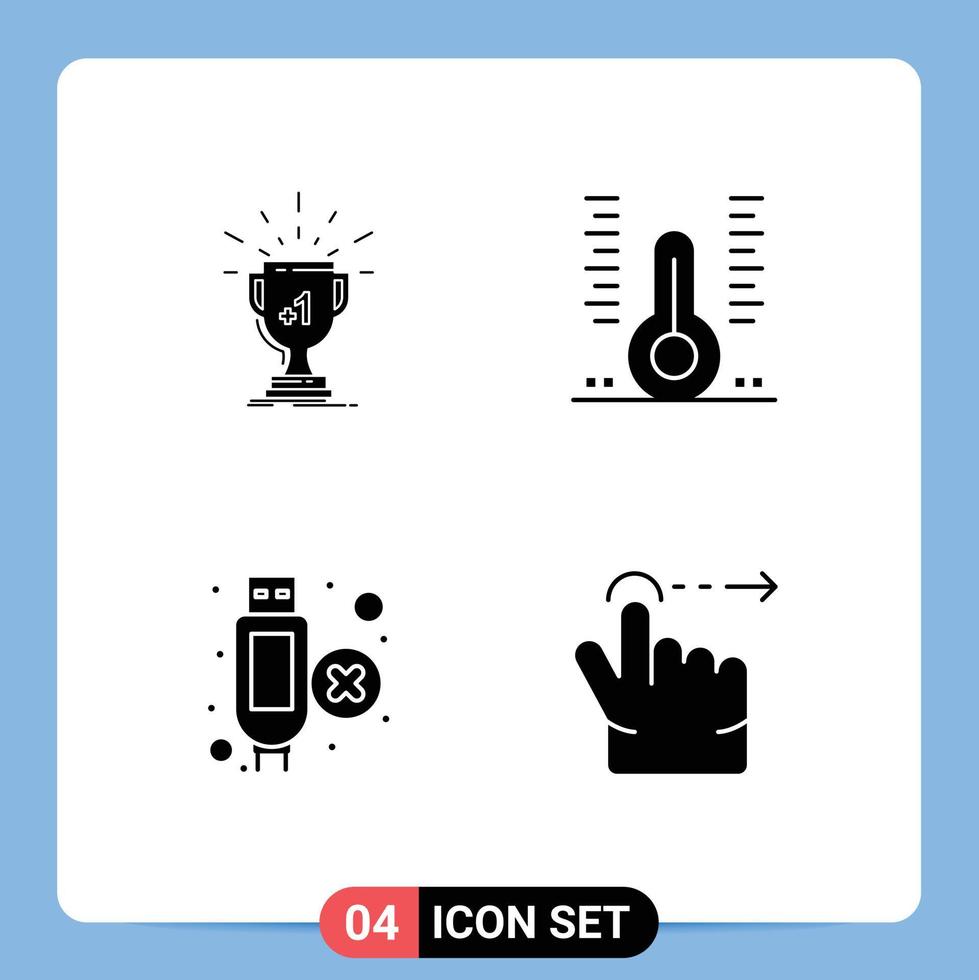 User Interface Pack of Basic Solid Glyphs of award thermometer prize healthcare extension Editable Vector Design Elements