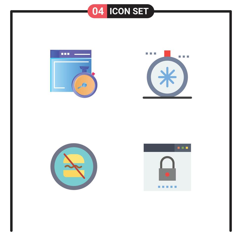 Modern Set of 4 Flat Icons and symbols such as file banned computing navigation dieting Editable Vector Design Elements