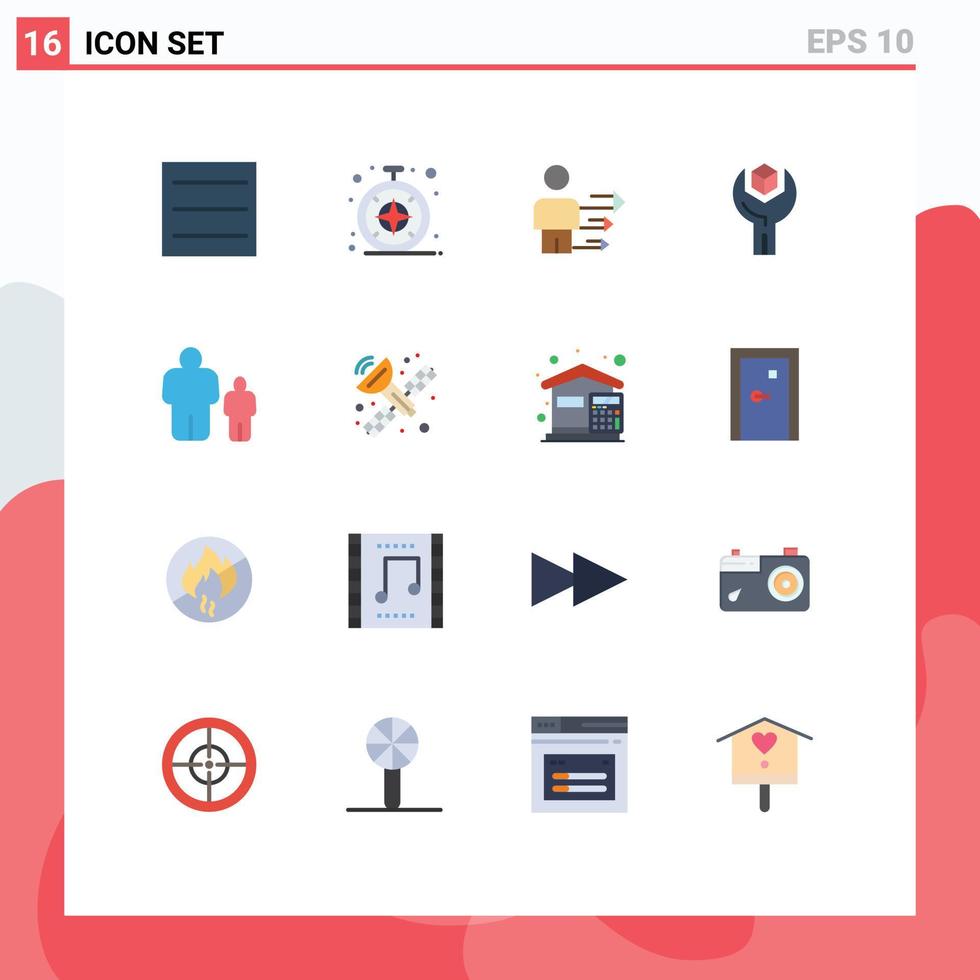 Mobile Interface Flat Color Set of 16 Pictograms of parental control family modern child sdk Editable Pack of Creative Vector Design Elements
