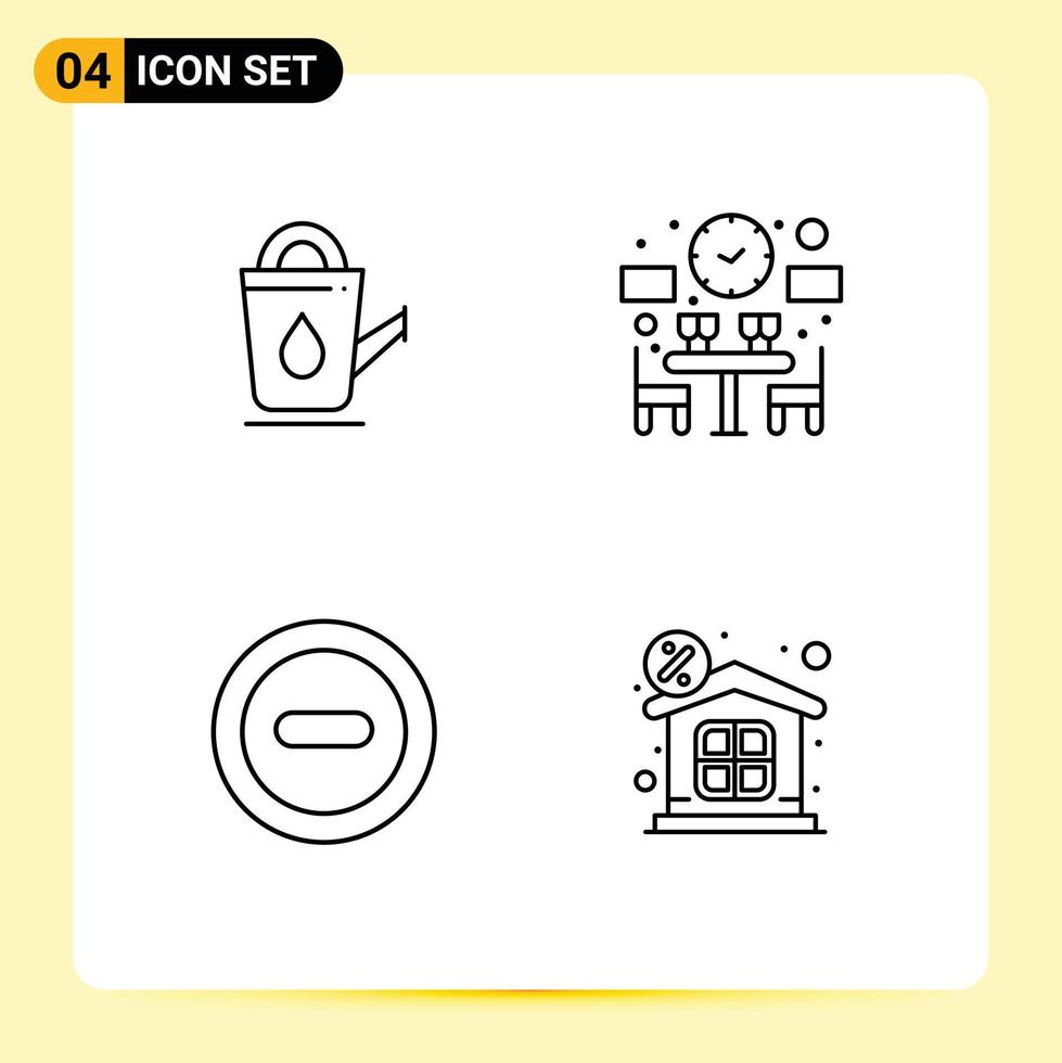 Stock Vector Icon Pack of 4 Line Signs and Symbols for bath minus water free discount Editable Vector Design Elements