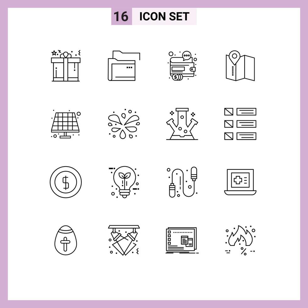Set of 16 Vector Outlines on Grid for eco service business map seo Editable Vector Design Elements
