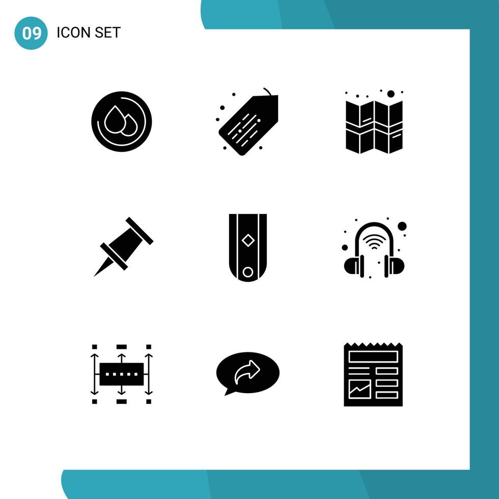 Set of 9 Modern UI Icons Symbols Signs for technology rank map one insignia Editable Vector Design Elements