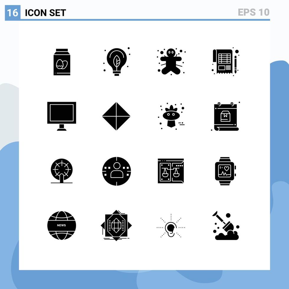 Stock Vector Icon Pack of 16 Line Signs and Symbols for computer sheet cookie payment accounting Editable Vector Design Elements