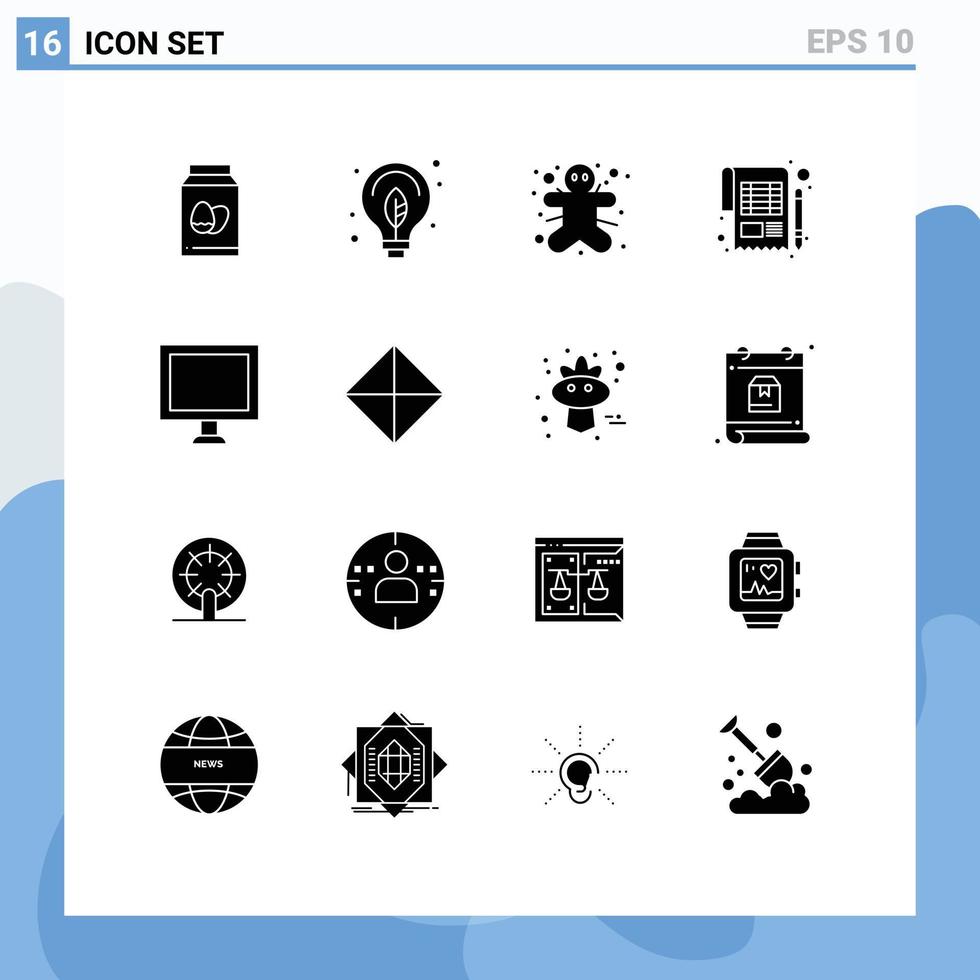 valores vector icono paquete de dieciséis línea señales y símbolos para computadora sábana Galleta pago contabilidad editable vector diseño elementos