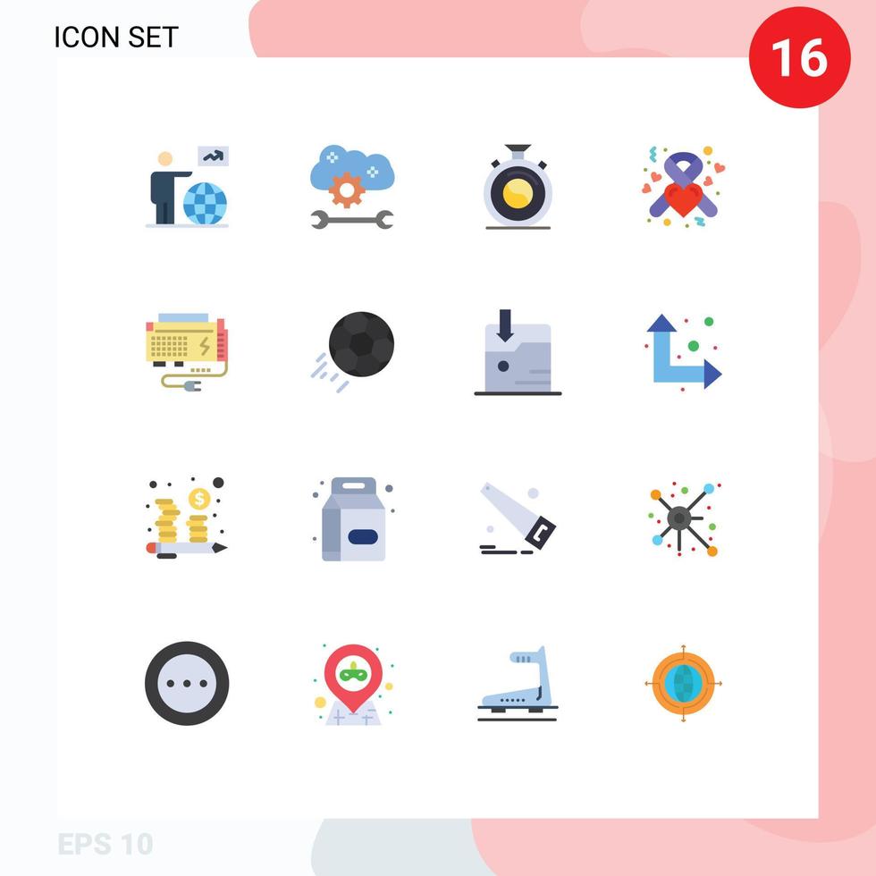 Modern Set of 16 Flat Colors and symbols such as ribbon health cloud settings donation meditation Editable Pack of Creative Vector Design Elements