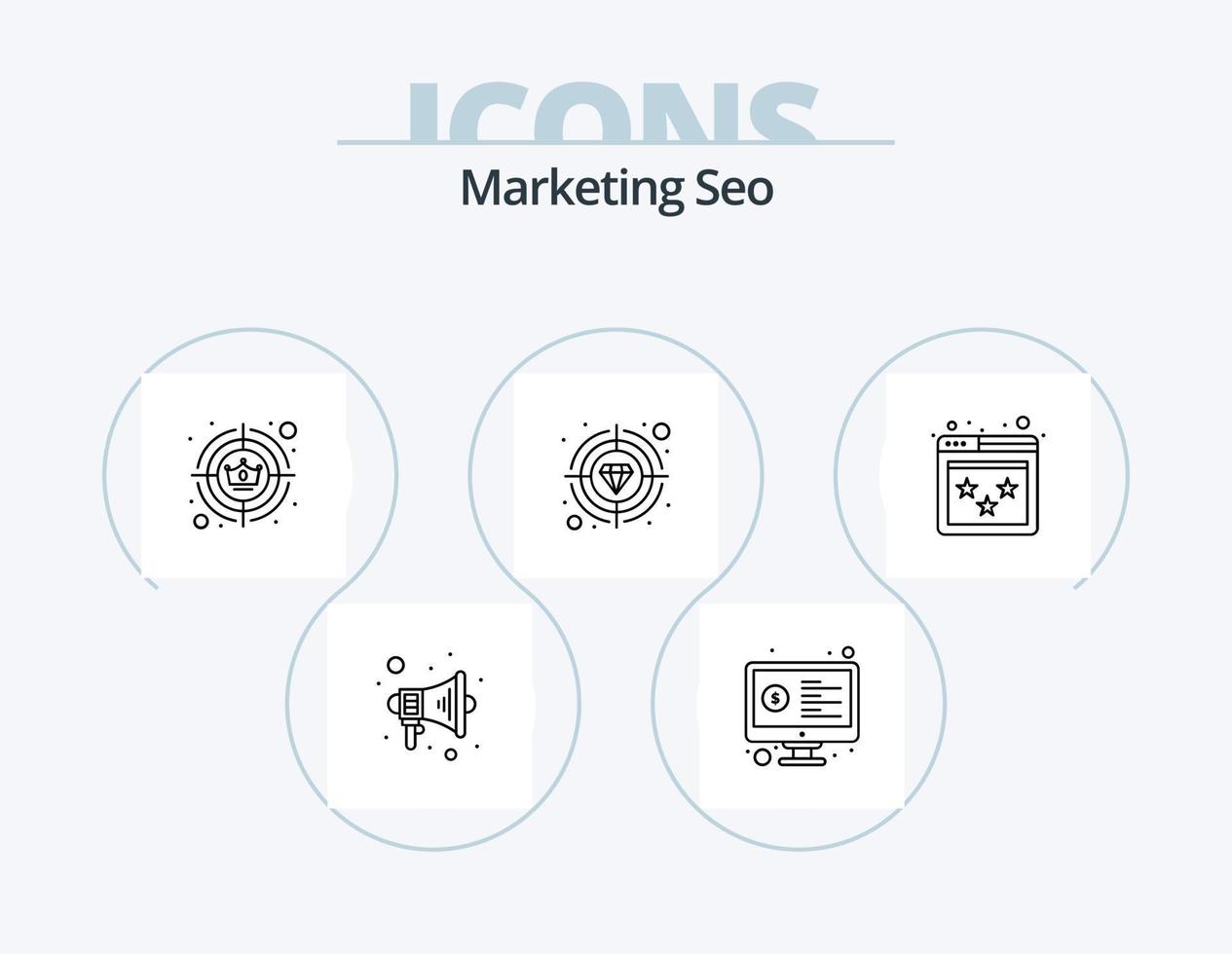 Marketing Seo Line Icon Pack 5 Icon Design. email. cloud computing. support. cloud. preferences vector