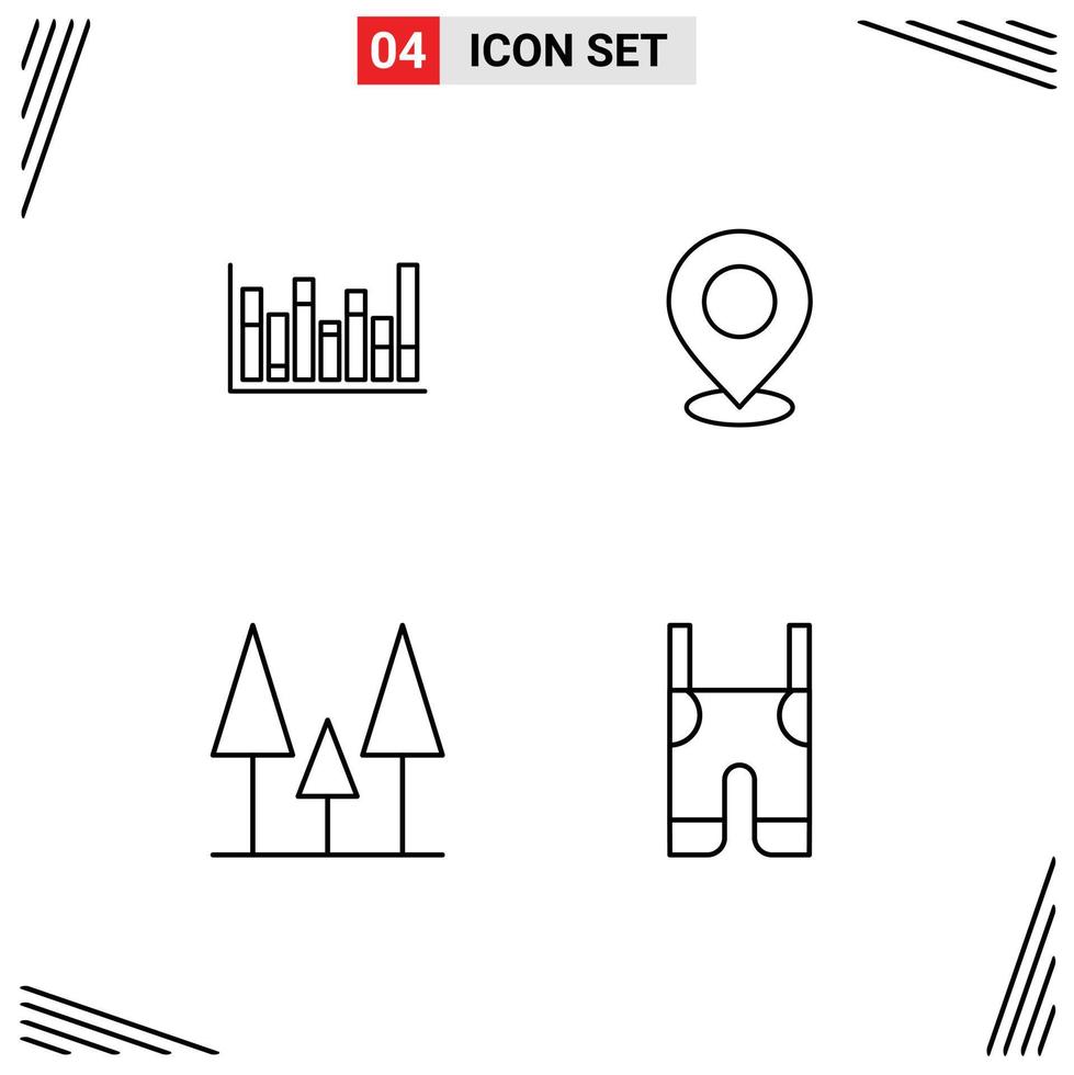 4 Creative Icons Modern Signs and Symbols of graph place down mark pointer Editable Vector Design Elements