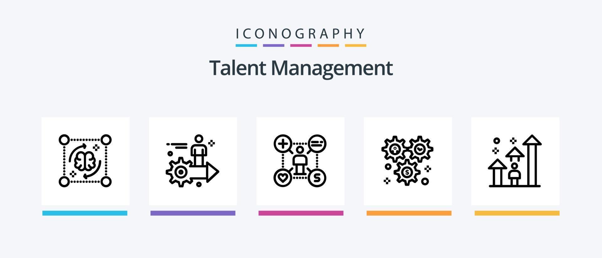 Talent Management Line 5 Icon Pack Including cog. setting. wheel. career. arrow. Creative Icons Design vector