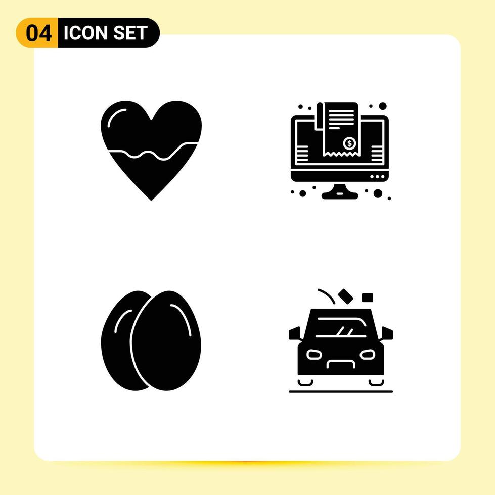 4 Thematic Vector Solid Glyphs and Editable Symbols of anatomy chicken hospital cart life Editable Vector Design Elements