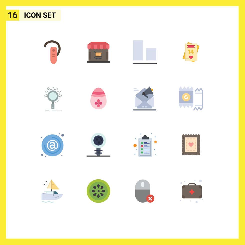 Set of 16 Modern UI Icons Symbols Signs for seo love store valentine feb Editable Pack of Creative Vector Design Elements