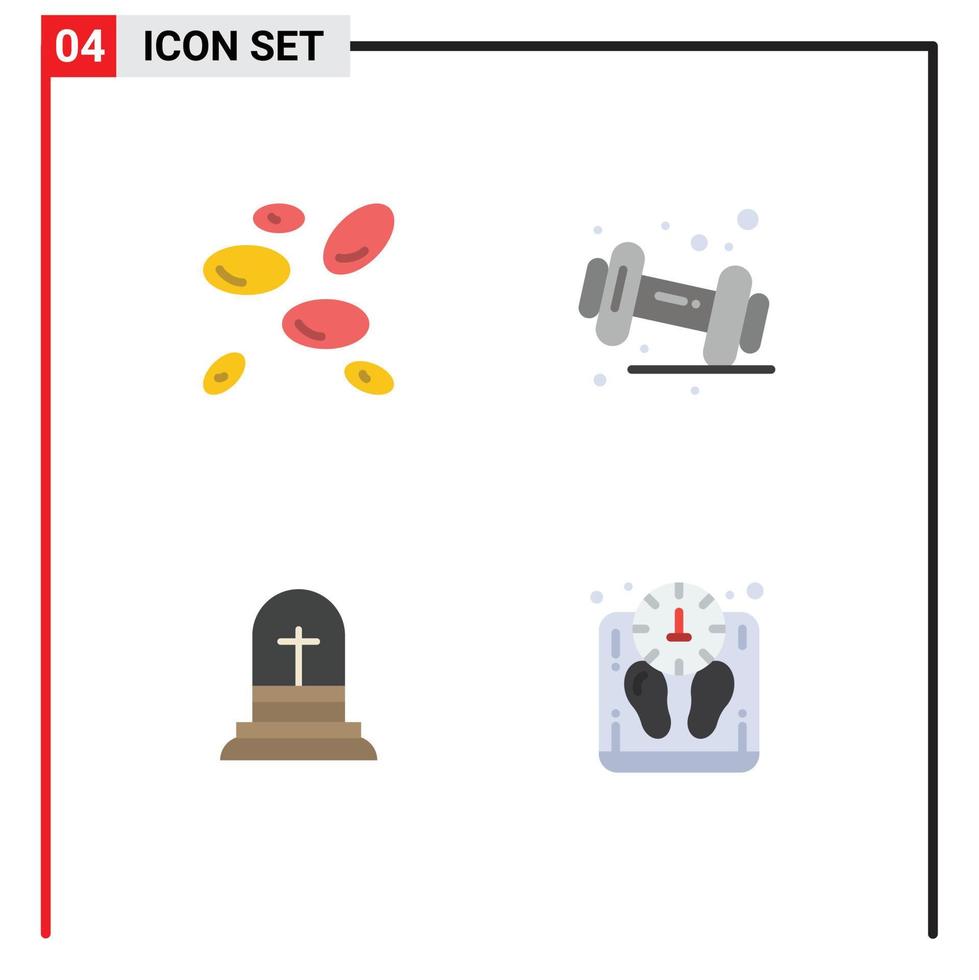 Pack of 4 Modern Flat Icons Signs and Symbols for Web Print Media such as hematology christian white cells fitness easter Editable Vector Design Elements