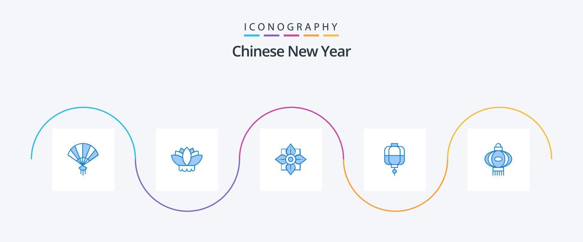 Chinese New Year Blue 5 Icon Pack Including china. lantern. decoration. decoration. china vector