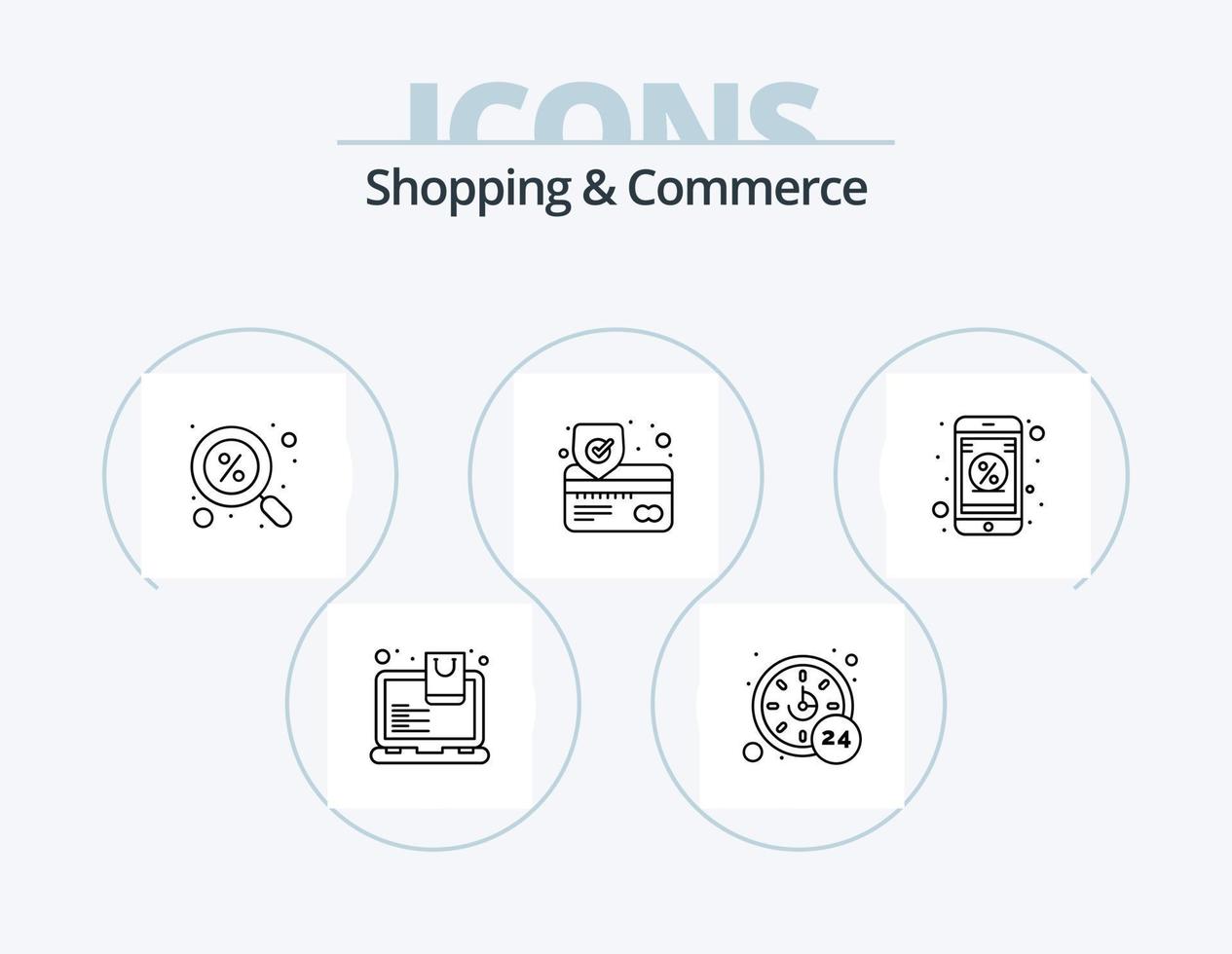 Shopping And Commerce Line Icon Pack 5 Icon Design. calculator. tshirt. location. store. online vector