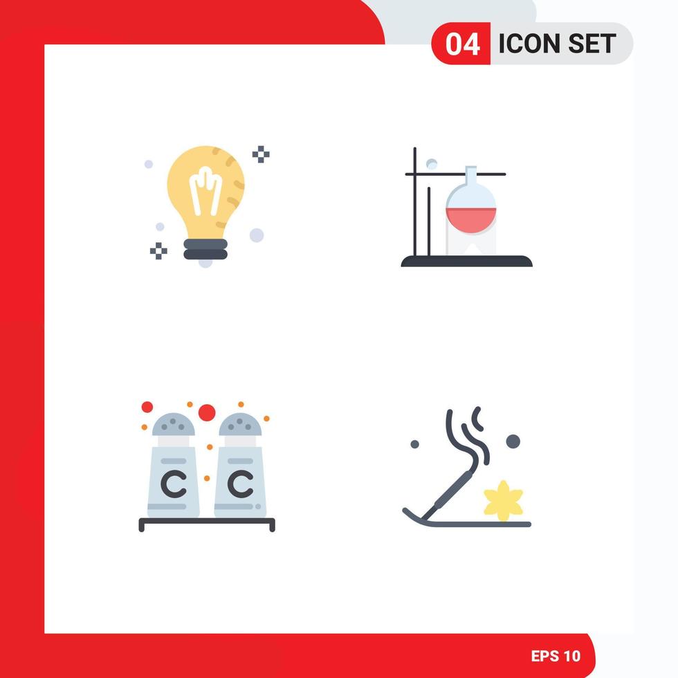 Mobile Interface Flat Icon Set of 4 Pictograms of mind cinnamon solution medical shop Editable Vector Design Elements