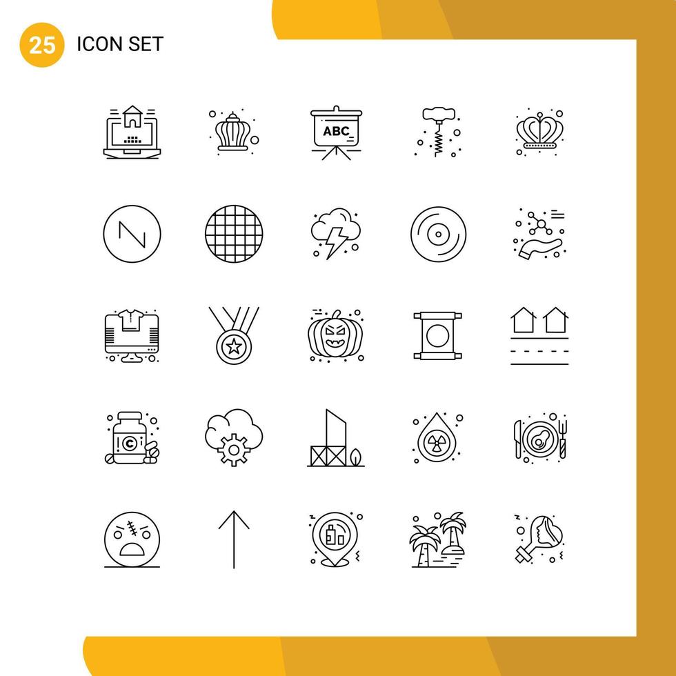 Set of 25 Vector Lines on Grid for saw tooth empire bag crown hand drill Editable Vector Design Elements