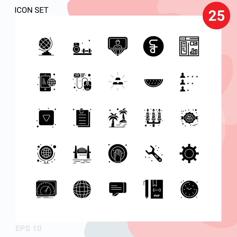 conjunto de 25 moderno ui íconos símbolos señales para pintar diseño perfil efectivo moneda editable vector diseño elementos