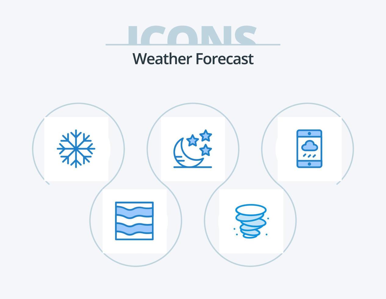 Weather Blue Icon Pack 5 Icon Design. rain. cloud. frost. smartphone. moon vector