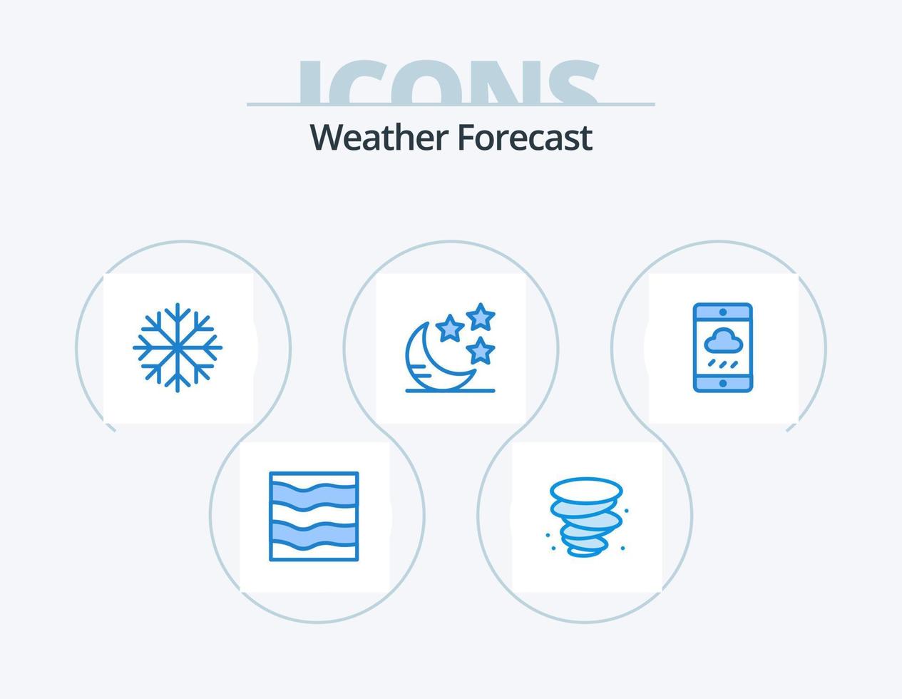 clima azul icono paquete 5 5 icono diseño. lluvia. nube. escarcha. teléfono inteligente Luna vector