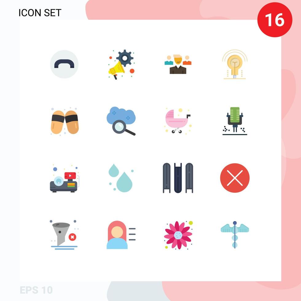 Group of 16 Flat Colors Signs and Symbols for sauna sandal user hotel idea Editable Pack of Creative Vector Design Elements