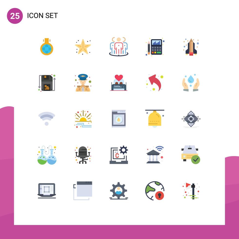 25 Universal Flat Colors Set for Web and Mobile Applications chart budget starfish accounting group Editable Vector Design Elements
