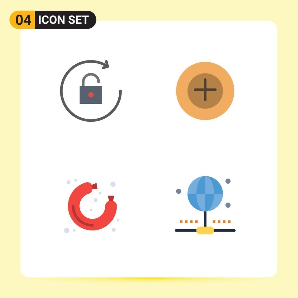 Pictogram Set of 4 Simple Flat Icons of arrow supermarket add food internet Editable Vector Design Elements