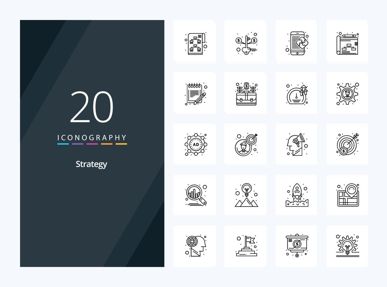 20 Strategy Outline icon for presentation vector