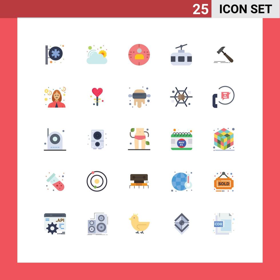 Pictogram Set of 25 Simple Flat Colors of construction travel man tourism journey Editable Vector Design Elements
