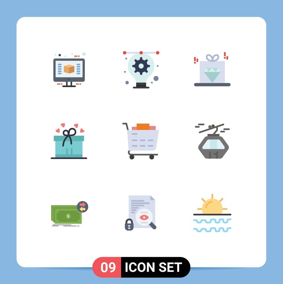 Modern Set of 9 Flat Colors and symbols such as shopping cart buy diamond mom gift Editable Vector Design Elements