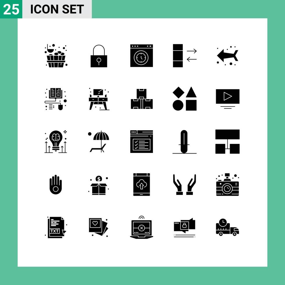 User Interface Pack of 25 Basic Solid Glyphs of direction arrow interface exchange column Editable Vector Design Elements