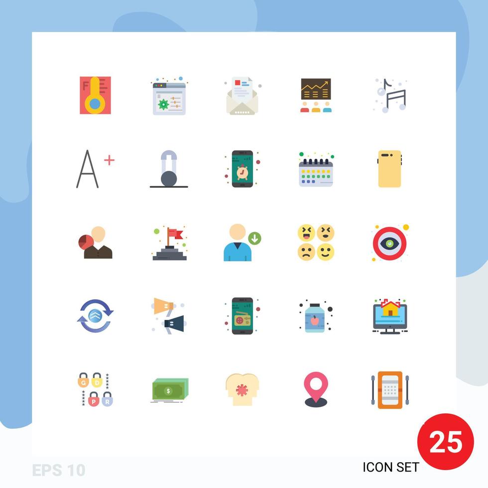 25 User Interface Flat Color Pack of modern Signs and Symbols of chart arrow email team profile Editable Vector Design Elements