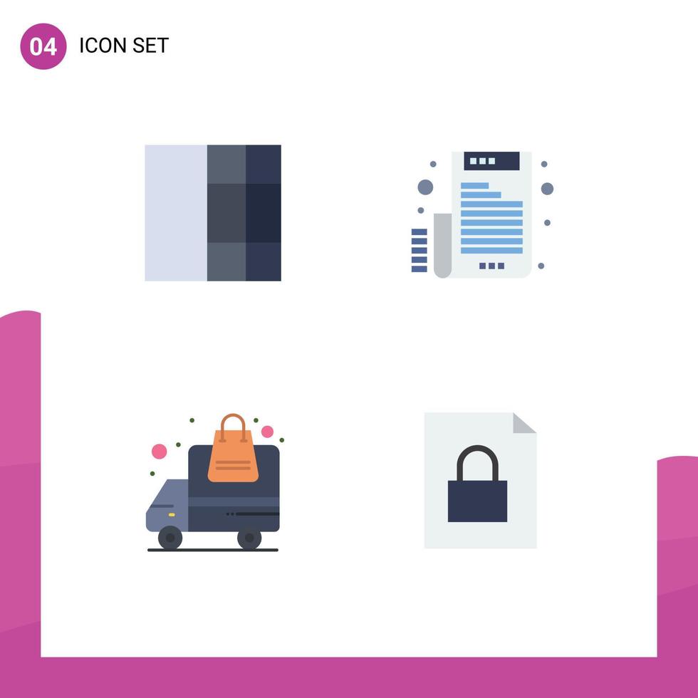 4 Universal Flat Icons Set for Web and Mobile Applications grid order email delivery file Editable Vector Design Elements