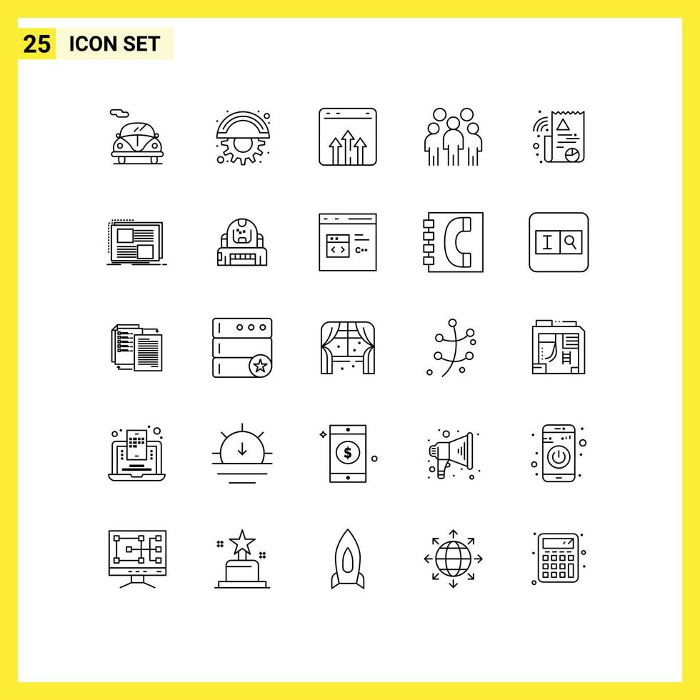 Set of 25 Vector Lines on Grid for digital people data leadership group Editable Vector Design Elements